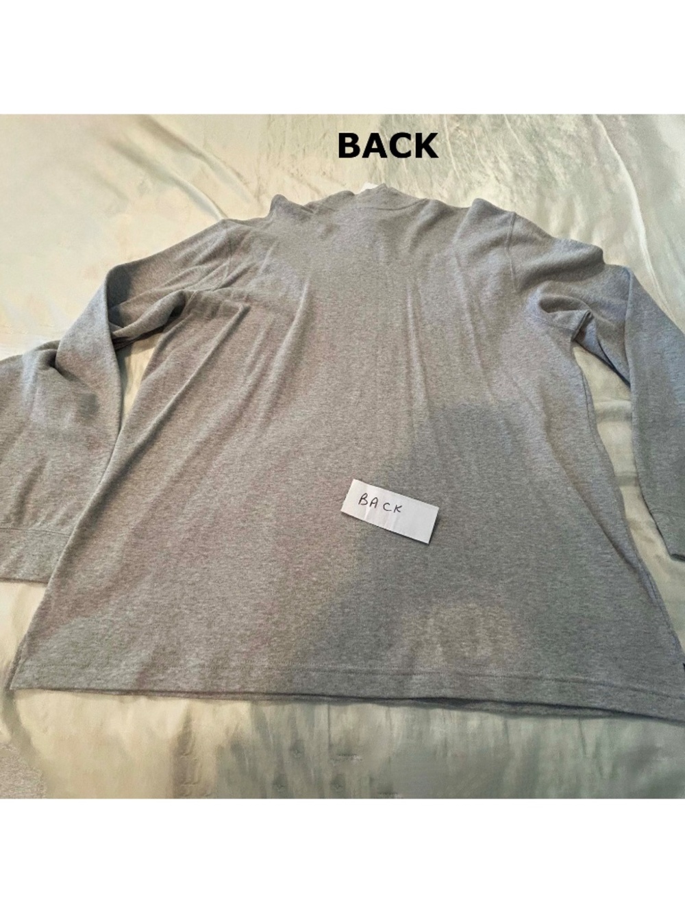 T-SHIRT, MOCK NECK, GREY, SIZE XL, LONG SLEEVES, 100% COTTON, SIDE SLITS, - Picture 7 of 12